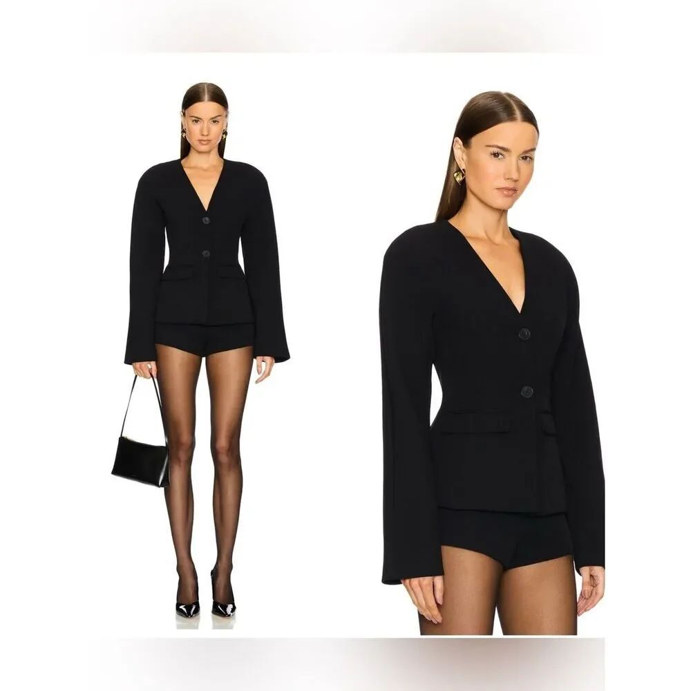 NWT EAVES Gal Polished Crepe Blazer in Black